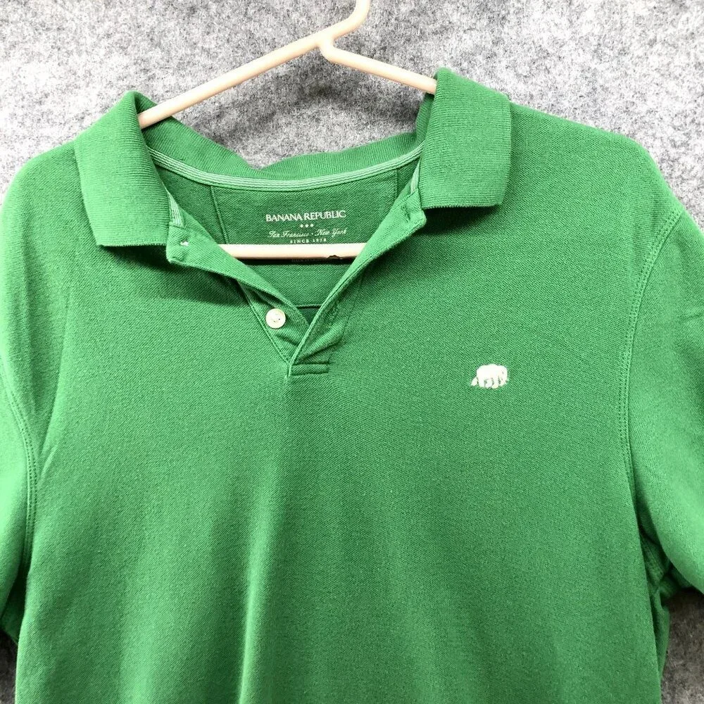Banana Republic‎ Polo Shirt Mens Large L Short Sleeve Green Cotton